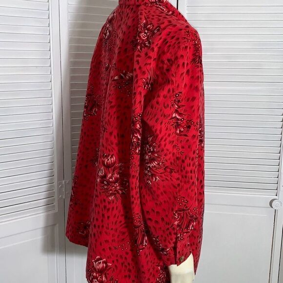 Vintage Sag Harbor Red Floral Oversized Button Down Shirt Size 22W - Picture 6 of 10